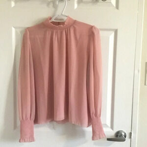 ARITZIA Wilfred long sleeve High-Neck Blouse Light Pink Timeless & Elegant SZ  S